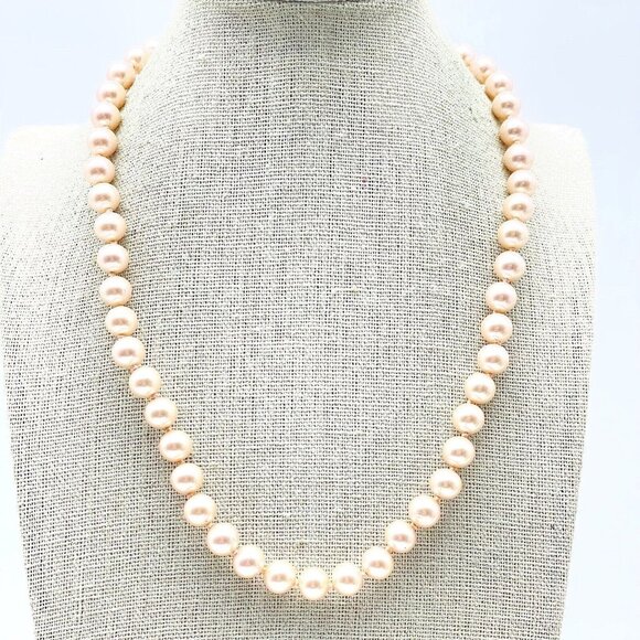 G SILVER Jewelry - G SILVER PAT Pink Simulated Pearl Necklace Gold Tone Bridal Wedding Promise Love